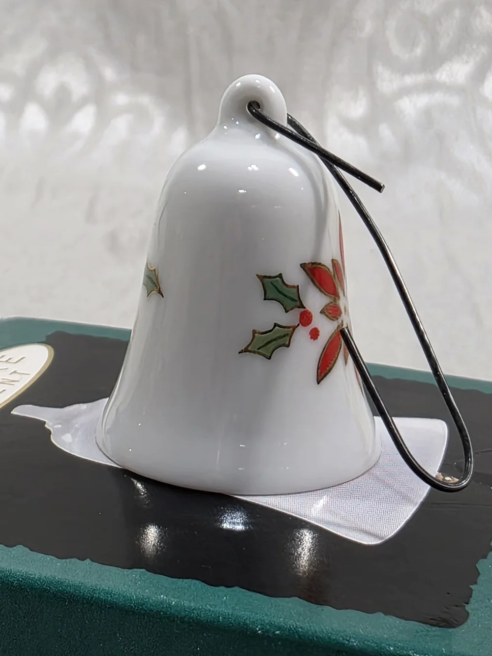 White 1993 Porcelain Holiday Bell Ornament